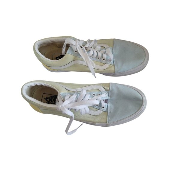 Women's Men's Vans Canvas Sneakers Shoes Green Yellow Pastel 10.5 Men 12 Womens - Picture 2 of 8